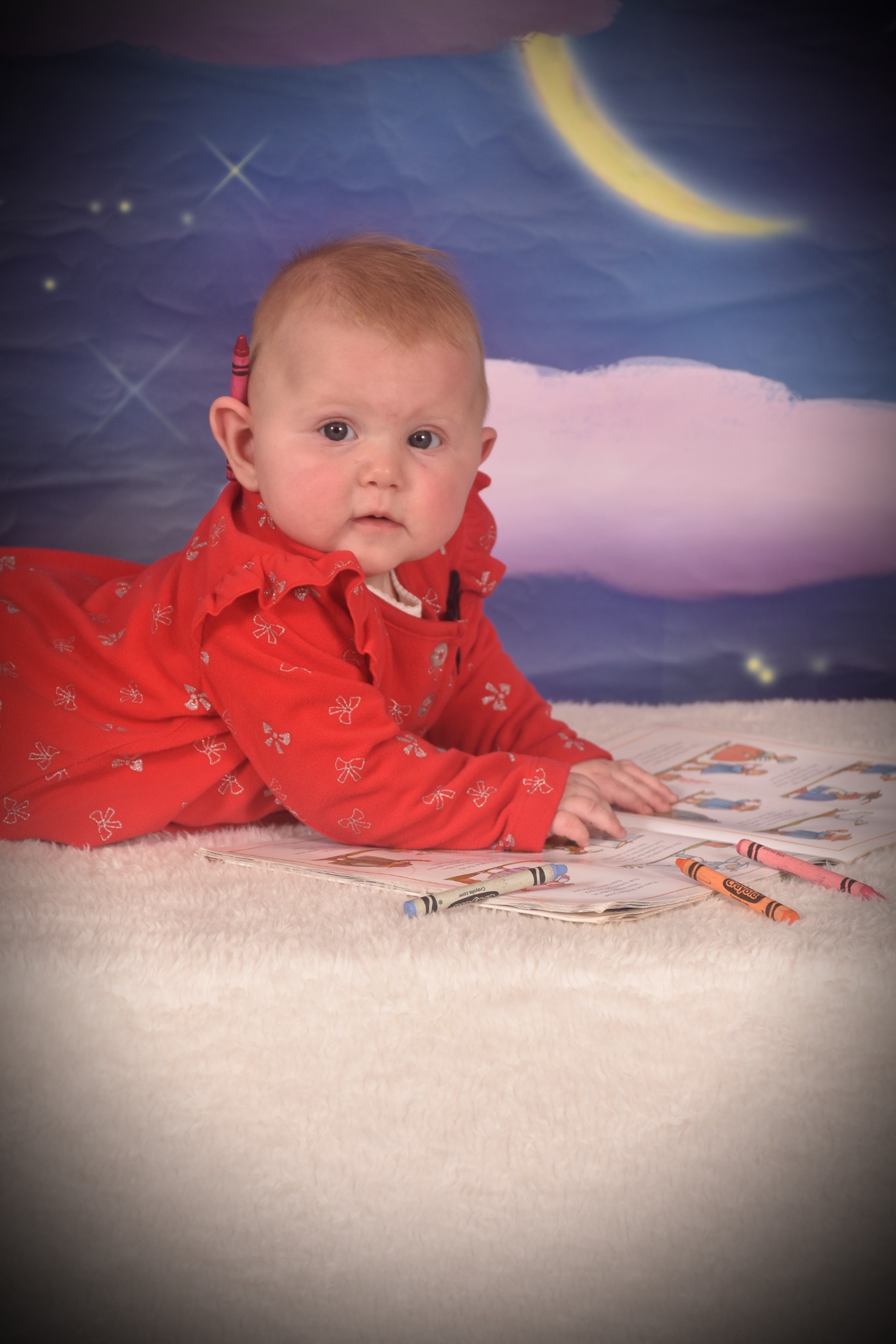 Baby portrait with crayons by David Allen Sussman